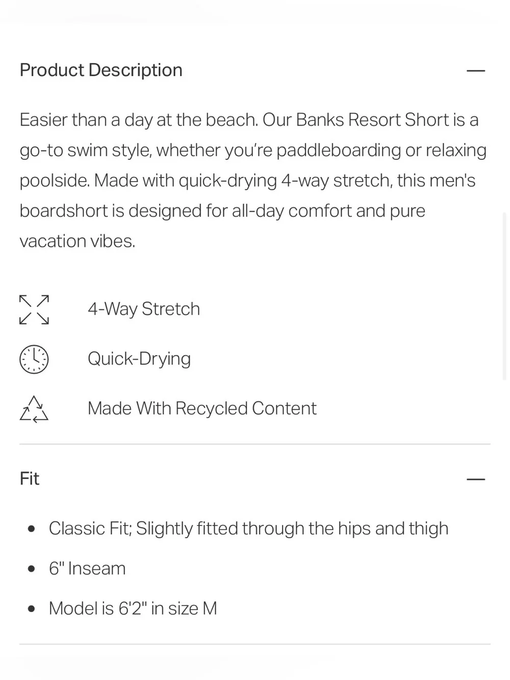 Vuori Men’s “Banks Resort” Short 7” Inseam w/ Brief Mesh Liner (M)